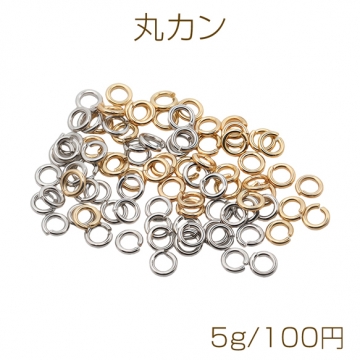 丸カン ゴールド（16KGP）/ロジウム マルカン 接続金具 銅製 約0.7×3.5mm（5g）