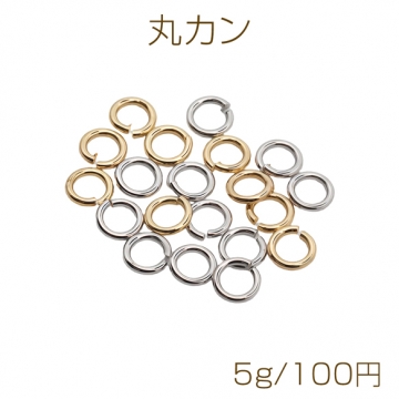 丸カン ゴールド（16KGP）/ロジウム マルカン 接続金具 銅製 約0.6×3.5mm（5g）