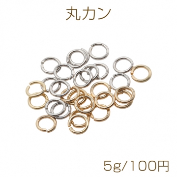丸カン ゴールド（16KGP）/ロジウム マルカン 接続金具 銅製 約0.6×3mm（5g）