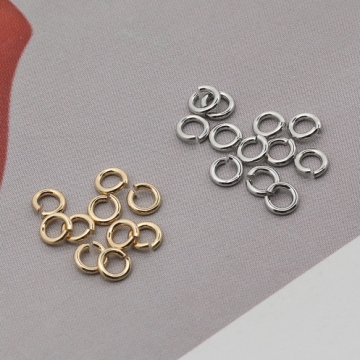 丸カン ゴールド（16KGP）/ロジウム マルカン 接続金具 銅製 約0.6×3mm（5g）