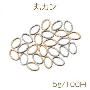 Cカン ゴールド（16KGP）/ロジウム 楕円マルカン 接続金具 銅製 約1×5×6mm（5g）