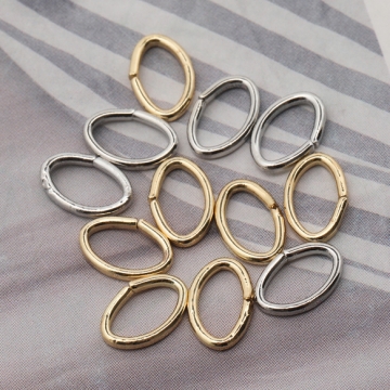 Cカン ゴールド（16KGP）/ロジウム 楕円マルカン 接続金具 銅製 約1×5×6mm（5g）