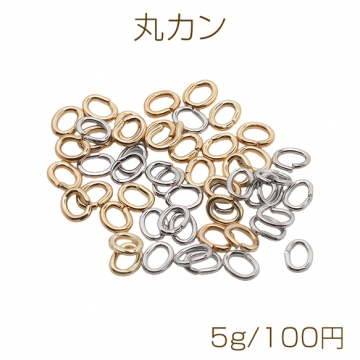 Cカン ゴールド（16KGP）/ロジウム 楕円マルカン 接続金具 銅製 約0.7×3×4mm（5g）