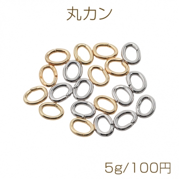 Cカン ゴールド（16KGP）/ロジウム 楕円マルカン 接続金具 銅製 約0.6×3×4mm（5g）