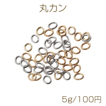 Cカン ゴールド（16KGP）/ロジウム 楕円マルカン 接続金具 銅製 約0.5×2.5×3mm（5g）