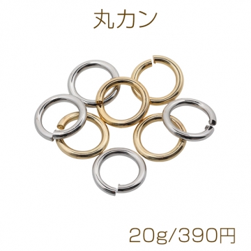 丸カン ゴールド（16KGP）/ロジウム マルカン 接続金具 銅製 約1.8×12mm（20g）