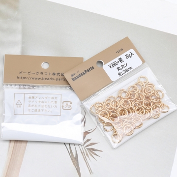 丸カン ゴールド（16KGP）/ロジウム マルカン 接続金具 銅製 約1.2×8mm（20g）