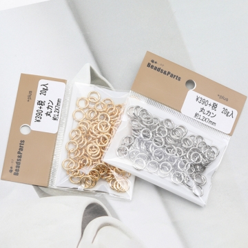 丸カン ゴールド（16KGP）/ロジウム マルカン 接続金具 銅製 約1.2×7mm（20g）