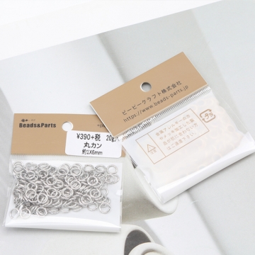 丸カン ゴールド（16KGP）/ロジウム マルカン 接続金具 銅製 約1×6mm（20g）