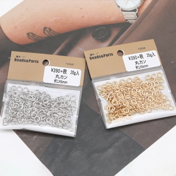 丸カン ゴールド（16KGP）/ロジウム マルカン 接続金具 銅製 約1×5mm（20g）