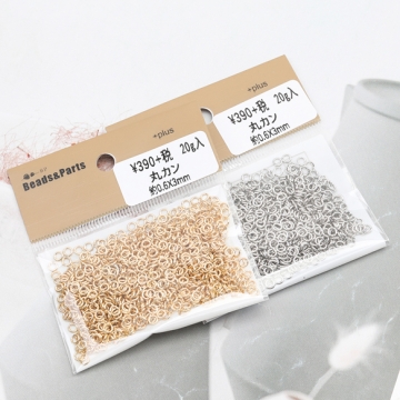 丸カン ゴールド（16KGP）/ロジウム マルカン 接続金具 銅製 約0.6×3mm（20g）