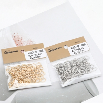 Cカン ゴールド（16KGP）/ロジウム 楕円マルカン 接続金具 銅製 約1×5×7mm（20g）