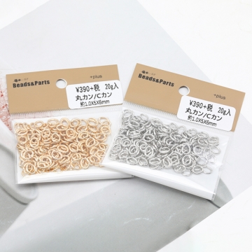Cカン ゴールド（16KGP）/ロジウム 楕円マルカン 接続金具 銅製 約1×5×6mm（20g）