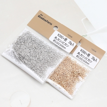 Cカン ゴールド（16KGP）/ロジウム 楕円マルカン 接続金具 銅製 約0.5×2.5×3mm（20g）
