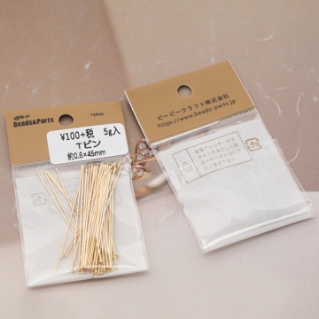 Tピン ゴールド（16KGP）/ロジウム 基礎金具 銅製 約0.6×45mm（5g）