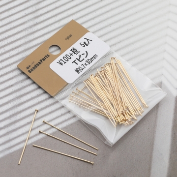 Tピン ゴールド（16KGP）/ロジウム 基礎金具 銅製 約0.7×30mm（5g）