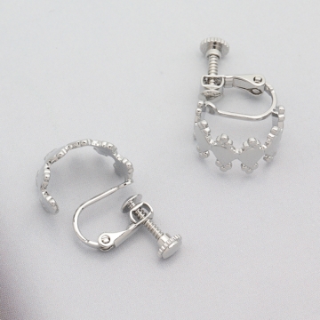 ネジバネ式イヤリング 王冠モチーフ ゴールド（16KGP）/ロジウム イヤリング金具 銅製 約9×13mm（1ペア）