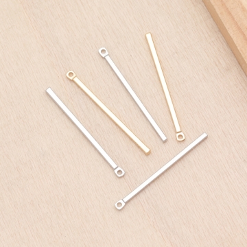 スティックチャーム 角柱 ストレート ゴールド（16KGP）/ロジウム メタルパーツ 約1×25mm（6ヶ）