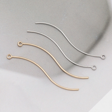 スティックチャーム S字 ウェーブ スティック ゴールド（16KGP）/ロジウム メタルパーツ 約0.5×33mm（4ヶ）