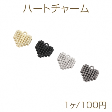 ハートチャーム ドット バロック調 カン付き メタルチャーム 約22×23mm（1ヶ）