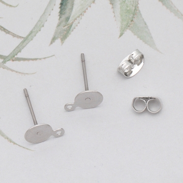 ピアス金具 約6mm 丸皿（平皿） カン付き ゴールド（16KGP）/ロジウム 銅製（2ペア）